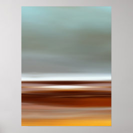 Ocean Coast Beach Sky Landschaft Blue Brown Grau Poster