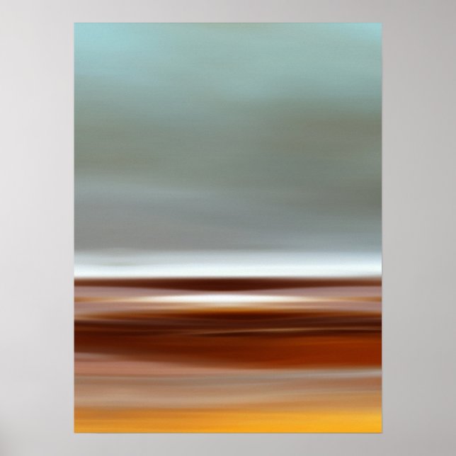 Ocean Coast Beach Sky Landschaft Blue Brown Grau Poster (Vorne)