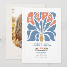 Ocean & Coral Sand Abstract Floral Boho Wedding Einladung