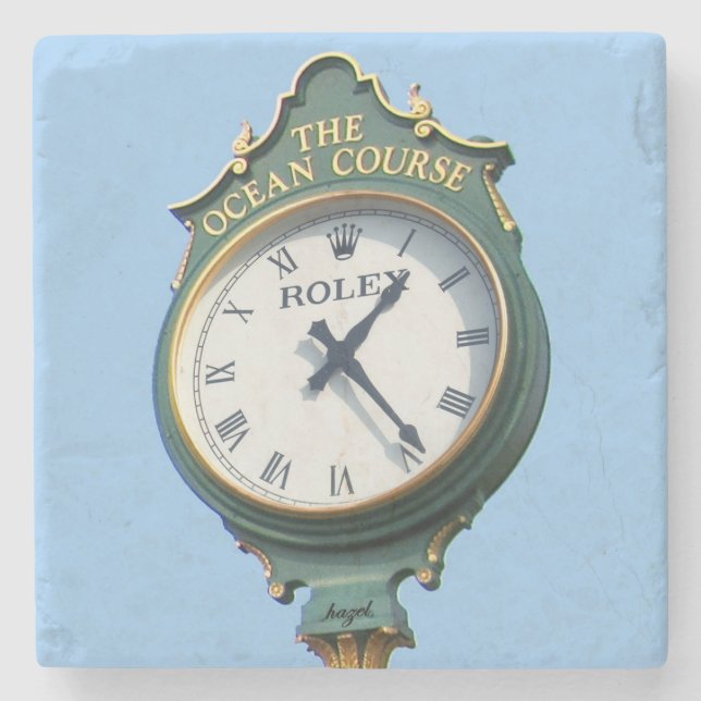 Ocean Course Clock, Insel Kiawah, SC Marmorküste Steinuntersetzer (Vorderseite)