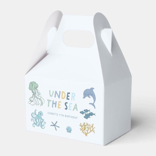 Ocean Creature Blue Birthday Party Geschenkschachtel (Vorderseite)