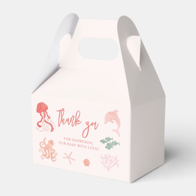 Ocean Creature Pink Baby Dusche Geschenkschachtel (Vorderseite)