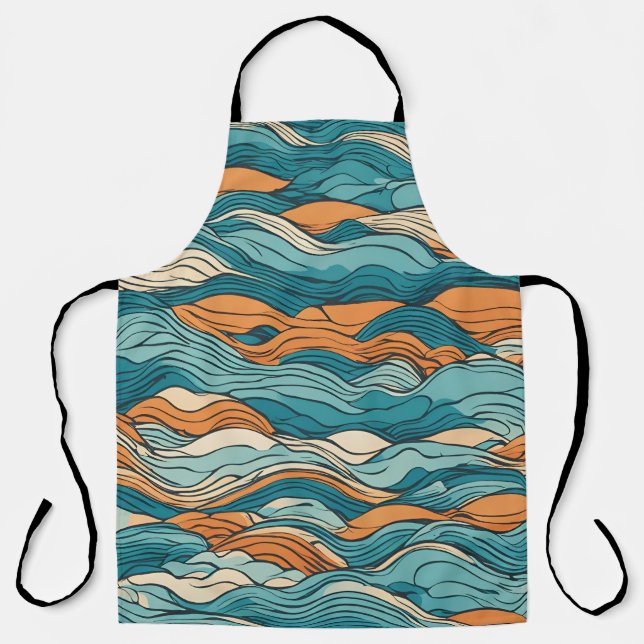 Ocean Currents: Stylized Wave Pattern Schürze (Vorderseite)