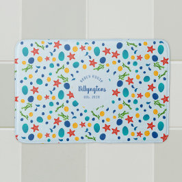 Ocean Custom Familienname Beach House Collage Badematte