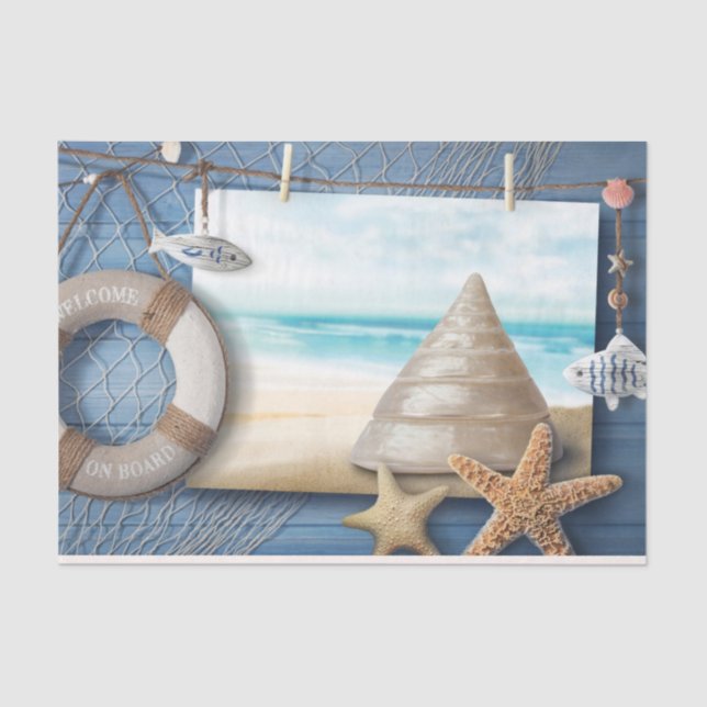 Ocean Deko Seashells Lifesaver Decoupage Seidenpapier (Vorderseite)