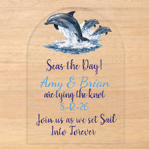 Ocean Dolphin Wedding Invite Seas the Day