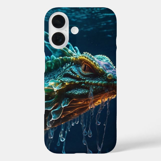 Ocean Dragon Glow iPhone 16 Hülle (Rückseite)