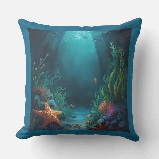 Ocean Dreams, Tropical Starfish and Seaweed Kissen (Vorderseite)
