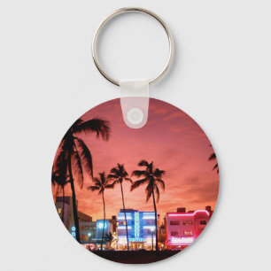 Ocean Drive - Miami Beach Skyline Keychain Schlüsselanhänger