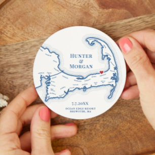 Ocean Edge Brewster MA Cape Cod Wedding Runder Pappuntersetzer