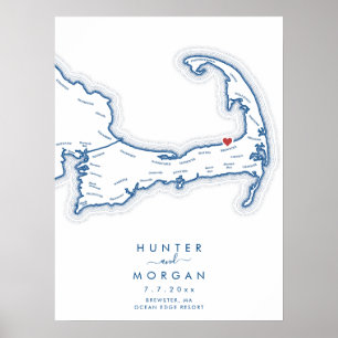 Ocean Edge Resort Hochzeit Navy Gästebuch Poster