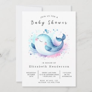 Ocean Editable Whale Baby Dusche Einladung