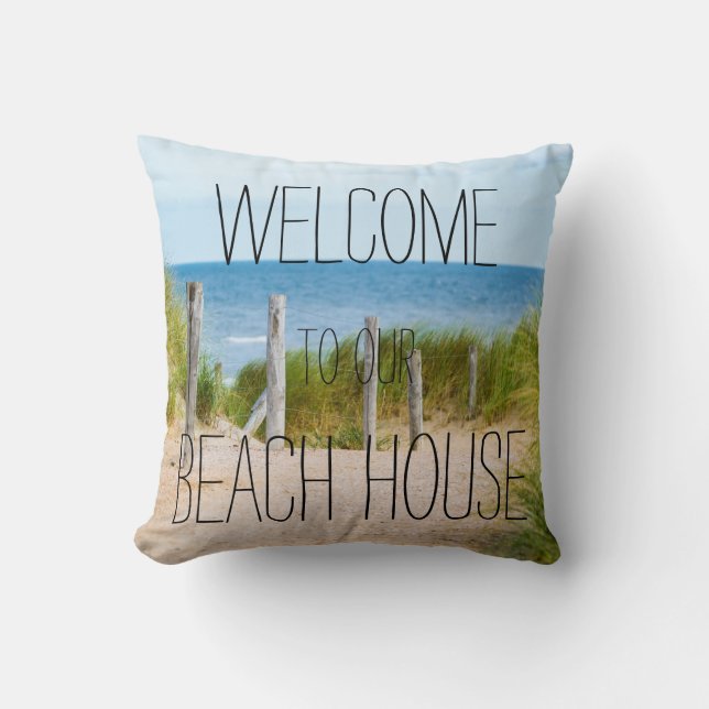 Ocean Fence Beach House Willkommen Kissen (Vorderseite)
