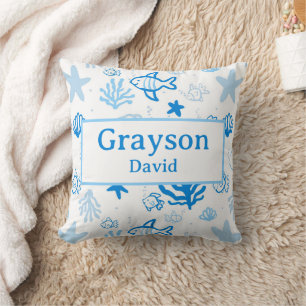 Ocean Fish Individuelle Name Kinderzimmer Boys Roo Kissen
