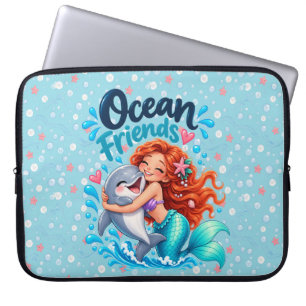 Ocean Friends Meerjungfrau & Delfin Laptop-Hülle Laptopschutzhülle