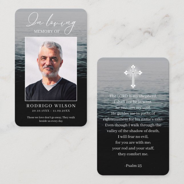 Ocean Funeral Memorial Prayer Photo Cards Visitenkarte (Vorne/Hinten)