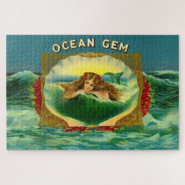 Ocean Gem mermaid Zigarrenlabel (Horizontal)