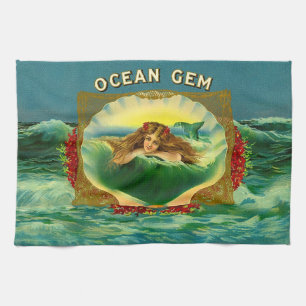 Ocean Gem mermaid Zigarrenlabel Geschirrtuch