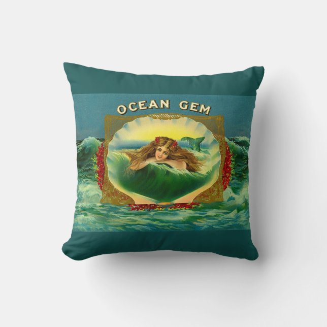 Ocean Gem mermaid Zigarrenlabel Kissen (Vorderseite)