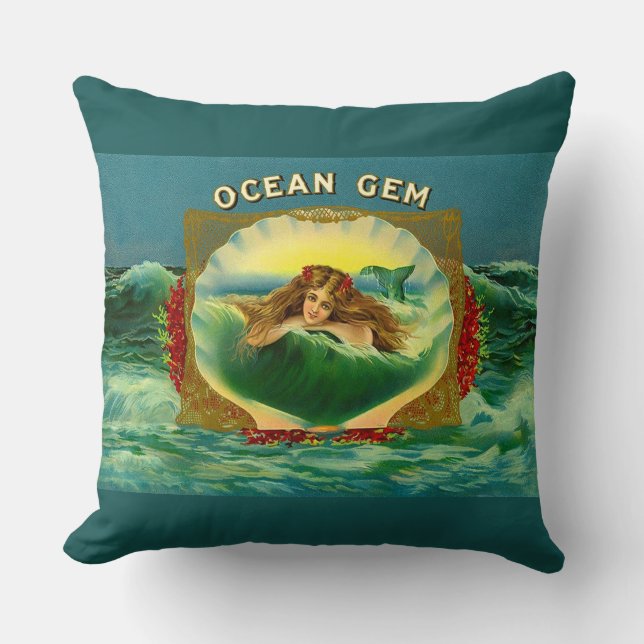 Ocean Gem mermaid Zigarrenlabel Kissen (Vorderseite)