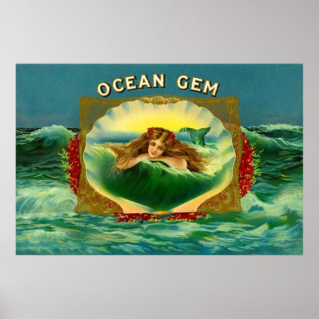 Ocean Gem mermaid Zigarrenlabel Poster (Vorne)