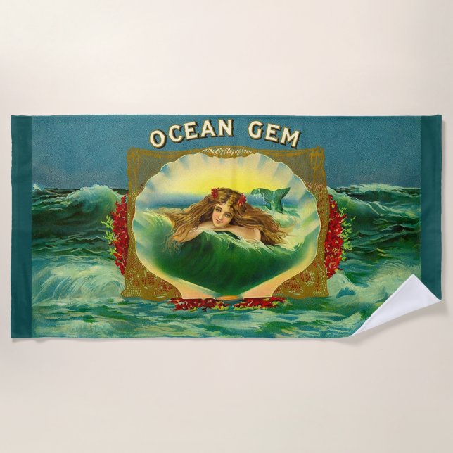 Ocean Gem mermaid Zigarrenlabel Strandtuch (Vorderseite)
