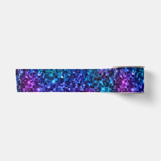 Ocean Glamour Blau und Rosa Glitzer Satinband (Vorderseite)