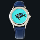 Ocean Glow_Black-on-Aqua-Grouper Armbanduhr<br><div class="desc">Wenn Sie kreativ sind,  können Sie Größe,  Position,  Farbe und sogar die Anzahl der Zackenbarren ändern. Klicken Sie einfach auf "Anpassen" und lass den Spaß beginnen!</div>