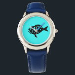 Ocean Glow_Black-on-Aqua-Grouper Armbanduhr<br><div class="desc">Wenn Sie kreativ sind,  können Sie Größe,  Position,  Farbe und sogar die Anzahl der Zackenbarren ändern. Klicken Sie einfach auf "Anpassen" und lass den Spaß beginnen!</div>