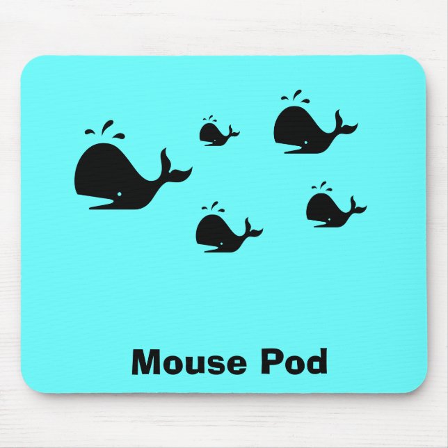 Ocean Glow_black-on-blue Whale "Mouse Pod" Mousepad (Vorne)