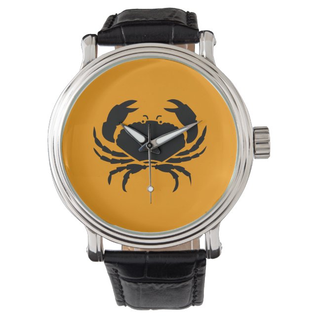 Ocean Glow_Black on Orange Crab Armbanduhr (Vorderseite)