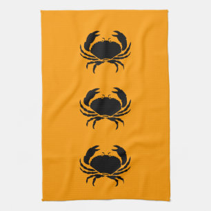 Ocean Glow_Black on Orange Crab Handtuch