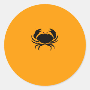 Ocean Glow_Black-on-Orange Crab Runder Aufkleber
