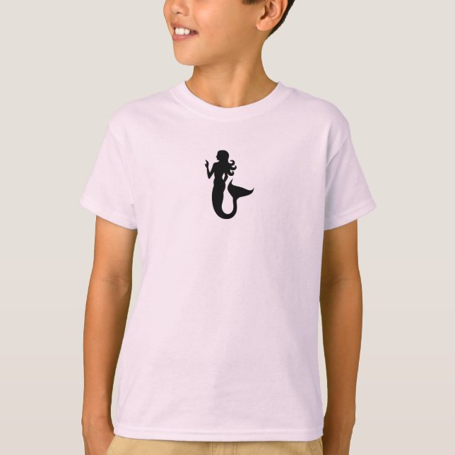 Ocean Glow_Black-on-Pink Meerjungfrau T-Shirt (Vorderseite)