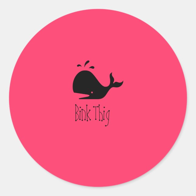 Ocean Glow_black-on-red Whale "Bink Thig" Runder Aufkleber (Vorderseite)
