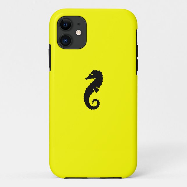 Ocean Glow_Black-on-Yellow-Seepferd Case-Mate iPhone Hülle (Rückseite)