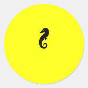 Ocean Glow_Black-on-Yellow-Seepferd Runder Aufkleber