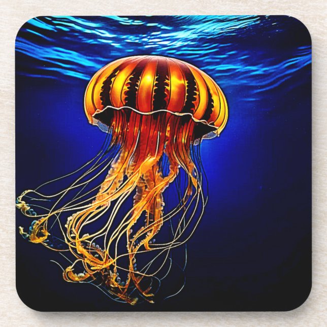 Ocean Glow Jelly Design Getränkeuntersetzer (Vorderseite)
