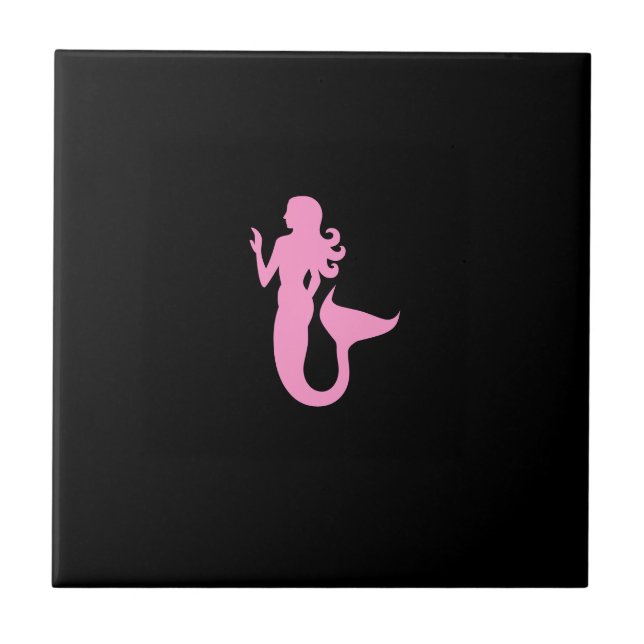 Ocean Glow_Pink-on-Black Mermaid Fliese (Vorderseite)