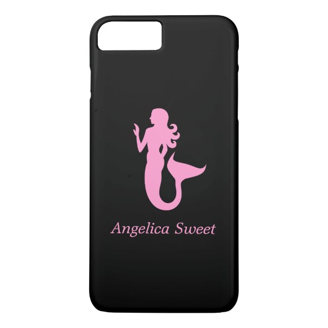 Ocean Glow_Pink-on-Black Mermaid_personalisiert Case-Mate iPhone Hülle (Rückseite)