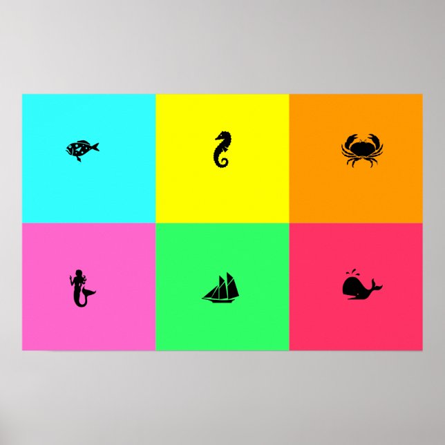 Ocean Glow_six panel, multi-color, Multi-Icon Poster (Vorne)