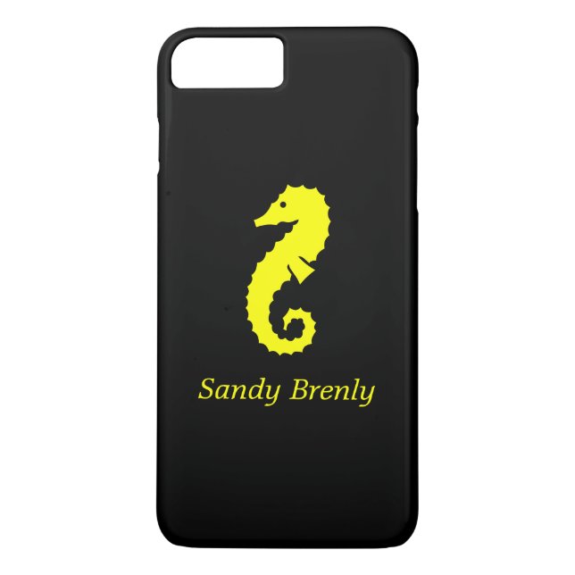 Ocean Glow_Yellow-on-Black Seepferd_personalisiert Case-Mate iPhone Hülle (Rückseite)