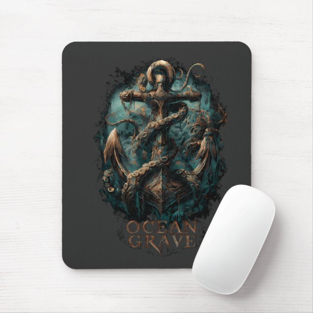 Ocean Grave Kraken Anchor Dark Fantasy Mousepad (Mit Mouse)