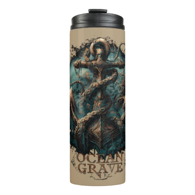 Ocean Grave Kraken Anchor Dark Fantasy Thermosbecher (Vorderseite)