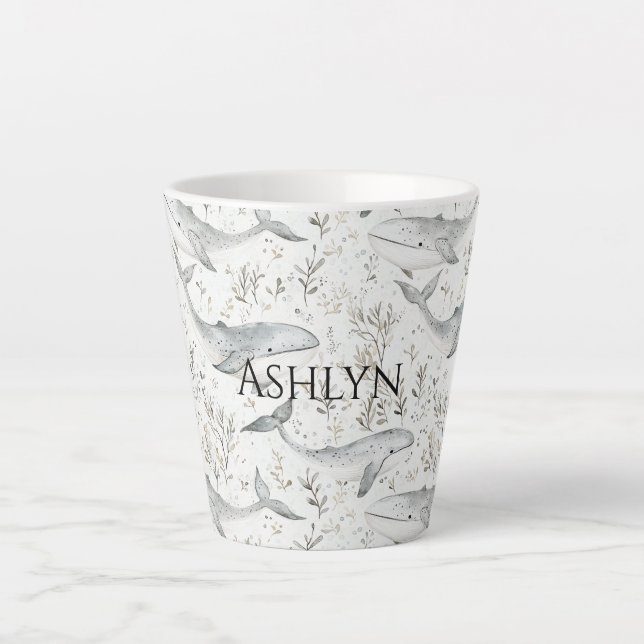 Ocean Gray Whales Baby Shower Milchtasse (Vorderseite)