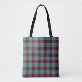 Ocean Green and Mulberry Wood Plaid Burgundy Tasche