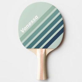 Ocean Green Nostalgic Angled Striping with Name Tischtennis Schläger