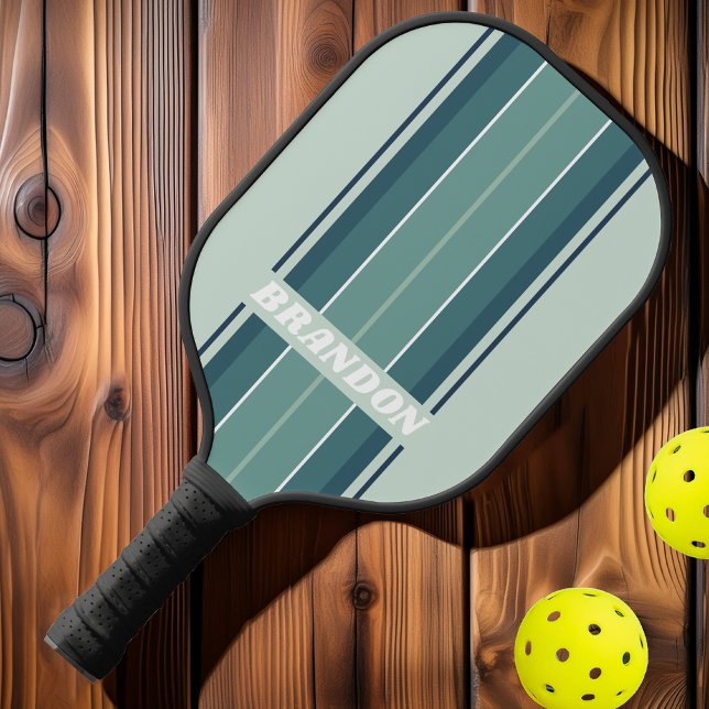 Ocean Green Nostalgic Board Streifen mit Namen Pickleball Schläger (Von Creator hochgeladen)