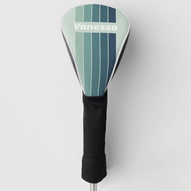 Ocean Green Nostalgic Pin Striped with Name Golf Headcover (Vorderseite)
