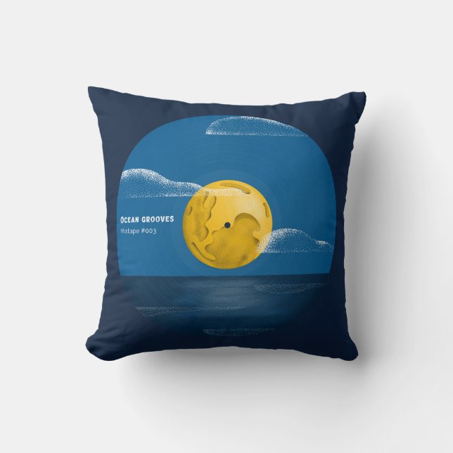 Ocean Grooves Vinyl Ocean Night Art Kissen (Vorderseite)